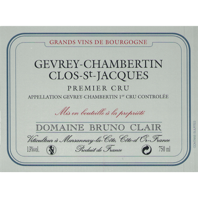 Bruno Clair Gevrey-Chambertin 1er Cru Clos St-Jacques 2022 (1x75cl)