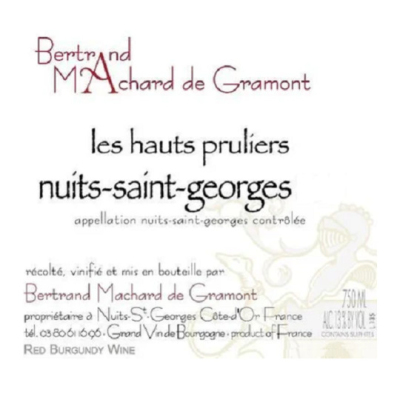 Bertrand Machard Gramont Nuits-Saint-Georges Les Hauts Pruliers 2022 (1x75cl)