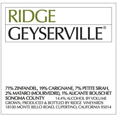 Ridge Geyserville Zinfandel 2019 (6x75cl)