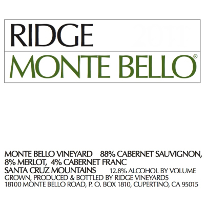 Ridge Monte Bello Red 2006 (1x75cl)