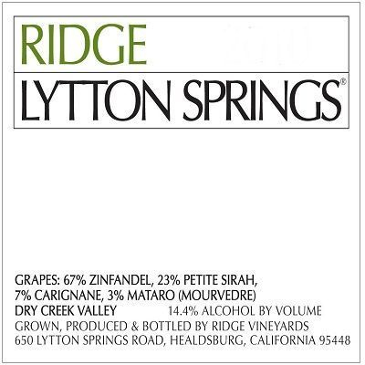 Ridge Lytton Springs 2018 (12x75cl)