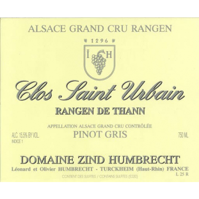 Zind Humbrecht Pinot Gris Rangen Thann Clos Saint Urbain Grand Cru 2016 (12x75cl)