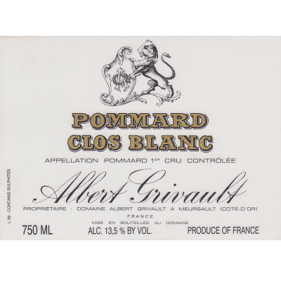 Albert Grivault Pommard 1er Cru Clos Blanc 2020 (12x75cl)