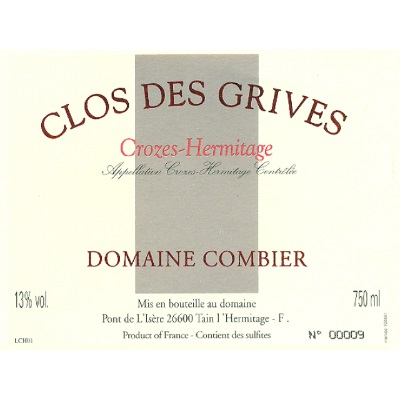 Combier Crozes-Hermitage Clos Grives 2017 (12x75cl)
