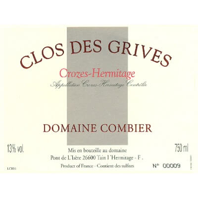 Combier Crozes-Hermitage Clos Grives 2021 (12x75cl)