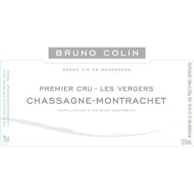 Bruno Colin Chassagne-Montrachet 1er Cru Les Vergers 2018 (6x75cl)