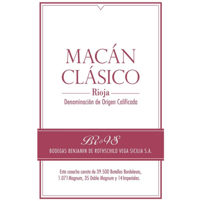 Vega Sicilia Macan Classico 2016 (6x75cl)