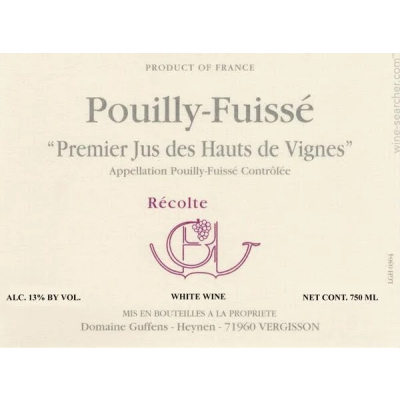 Guffens Heynen Pouilly Fuisse Premier Jus Hauts Vignes 2022 (6x75cl)