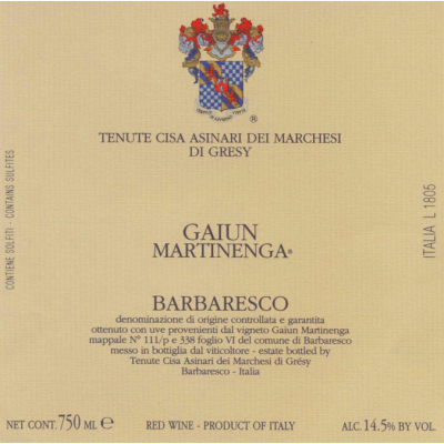 Marchesi di Gresy Barbaresco Gaiun Martinenga 1999 (1x300cl)
