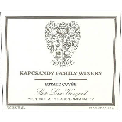 Kapcsandy Estate Cuvee State Lane Vineyard 2011 (12x75cl)