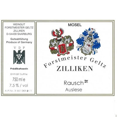 Forstmeister Geltz Zilliken Saarburger Rausch Riesling Auslese GK Nr4 2010 (6x75cl)