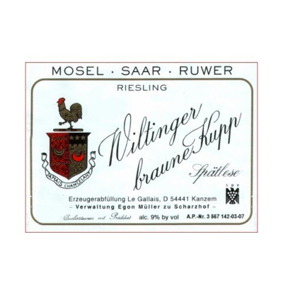 Egon Muller Scharzhof Gallais Wiltinger Braune Kupp Riesling Spatlese 2016 (6x75cl)