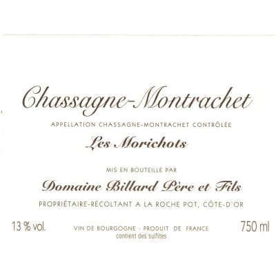 Billard Pere et Fils Chassagne-Montrachet Morichots 2015 (6x75cl)