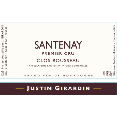 Justin Girardin Santenay 1er Cru Clos Rousseau 2015 (6x75cl)