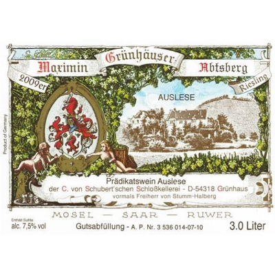 Von Schubert Maximin Grunhauser Abtsberg Jungferwein Riesling Auslese Nr56 Auktion 2017 (6x150cl)