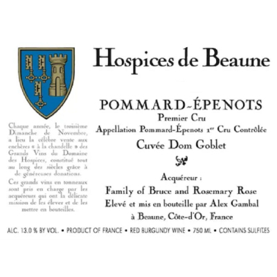 Hospices de Beaune (Coche-Dury) Pommard 1er Cru Les Epenots Cuvee Dom Goblet 2018 (3x75cl)