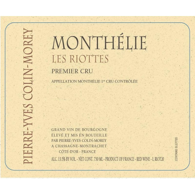 Pierre-Yves Colin Morey Monthelie 1er Cru Les Riottes 2022 (6x75cl)