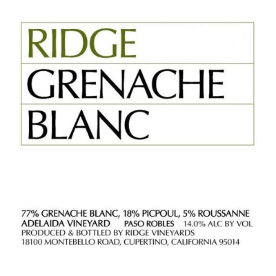 Ridge Grenache Blanc 2020 (12x75cl)